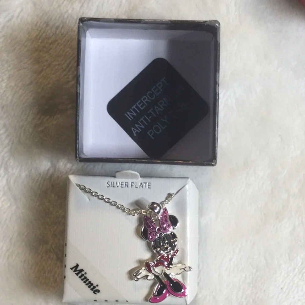 Minnie Mouse Silver Plated Pendant & Necklace